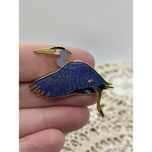 Vintage Wm Spear Enamel BLUE HERON Pin Mojo 1988